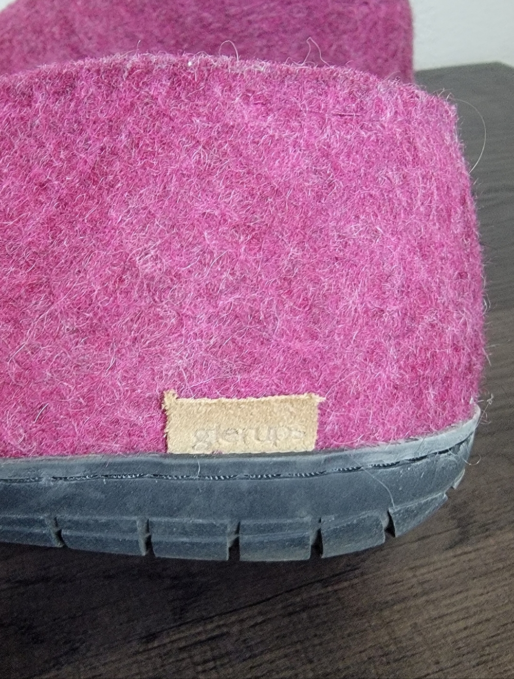 Glerups Boiled Wool Natural Slippers Purple Burgandy - Picture 3 of 5